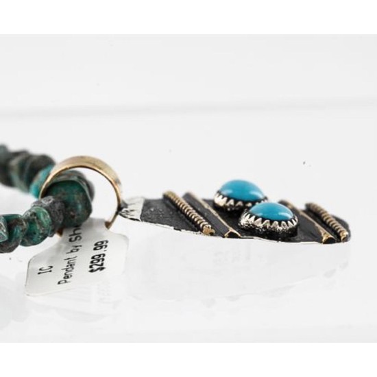 .925 Sterling Silver and 12kt Gold Filled Handmade CIRCLE Certified Authentic Navajo Turquoise Native American Necklace 390823924450