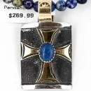 .925 Sterling Silver and 12kt Gold Filled Handmade CROSS Navajo Denim Lapis Native American Necklace 370997869460