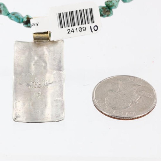 .925 Sterling Silver and 12kt Gold Filled Handmade CROSS Certified Authentic Navajo Turquoise Native American Necklace 370994193007