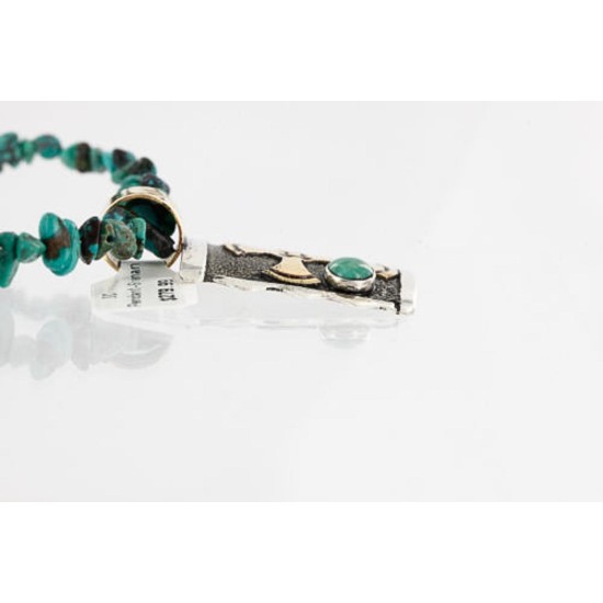 .925 Sterling Silver and 12kt Gold Filled Handmade Cross Certified Authentic Navajo Turquoise Native American Necklace 371034485514