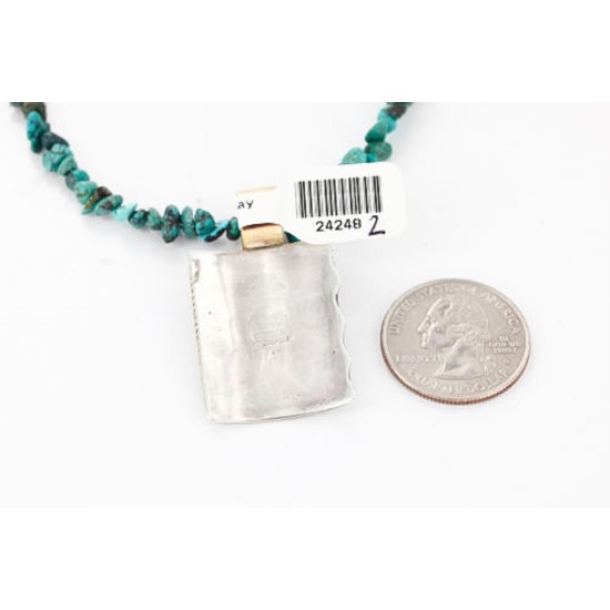 .925 Sterling Silver and 12kt Gold Filled Handmade Cross Certified Authentic Navajo Turquoise Native American Necklace 371034485514