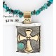 .925 Sterling Silver and 12kt Gold Filled Handmade Cross Certified Authentic Navajo Turquoise Native American Necklace 371034485514