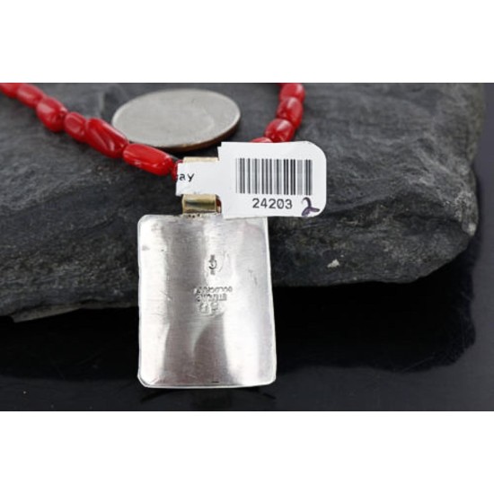 .925 Sterling Silver and 12kt Gold Filled Handmade Dolphin Certified Authentic Navajo Turquoise Native American Necklace 370986901401