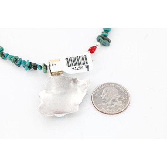 .925 Sterling Silver and 12kt Gold Filled Handmade ELK Certified Authentic Navajo Turquoise Native American Necklace 390816870628