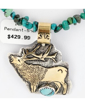 .925 Sterling Silver and 12kt Gold Filled Handmade ELK Certified Authentic Navajo Turquoise Native American Necklace 390816870628