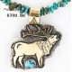 .925 Sterling Silver and 12kt Gold Filled Handmade ELK Certified Authentic Navajo Turquoise Native American Necklace 390821626241