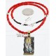 .925 Sterling Silver and 12kt Gold Filled HANDMADE Feather Certified Authentic Navajo Turquoise and Coral Native American Necklace 371102900292