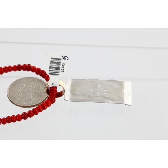.925 Sterling Silver and 12kt Gold Filled HANDMADE Feather Certified Authentic Navajo Turquoise and Coral Native American Necklace 371102900292