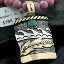 .925 Sterling Silver and 12kt Gold Filled Handmade Feather Navajo Turquoise Native American Necklace 390641628518