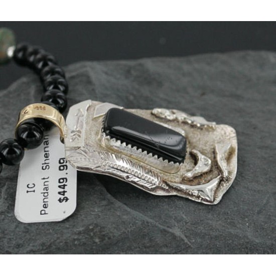 .925 Sterling Silver and 12kt Gold Filled Handmade Feather Certified Authentic Navajo Turquoise Native American Necklace 390722676199