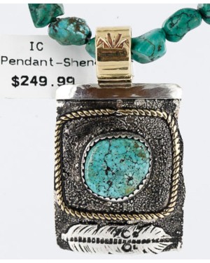 .925 Sterling Silver and 12kt Gold Filled Handmade Feather Certified Authentic Navajo Turquoise Native American Necklace 390772799936