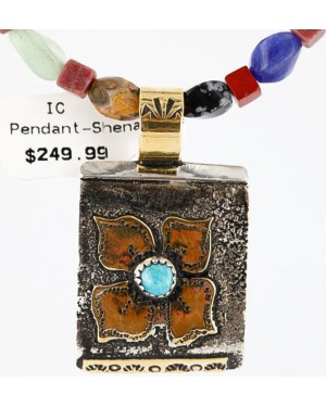 .925 Sterling Silver and 12kt Gold Filled Handmade FLOWER Certified Authentic Navajo MULTI COLOR Stones Native American Necklace 371006732348