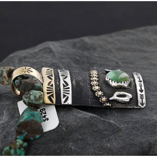 .925 Sterling Silver and 12kt Gold Filled Handmade FLOWER Certified Authentic Navajo Turquoise Native American Necklace 370976362072