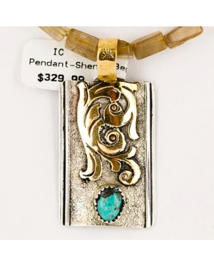 .925 Sterling Silver and 12kt Gold Filled Handmade FLOWER Certified Authentic Navajo Turquoise Native American Necklace 370977509325