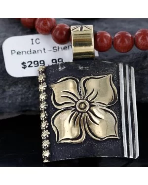 .925 Sterling Silver and 12kt Gold Filled Handmade FLOWER Navajo Turquoise Native American Necklace 370986475096