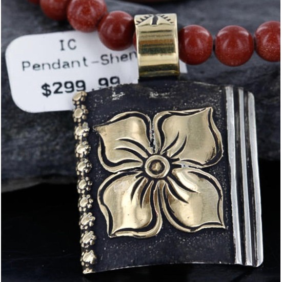 .925 Sterling Silver and 12kt Gold Filled Handmade FLOWER Certified Authentic Navajo Turquoise Native American Necklace 370986475096 .925 Sterling Silver and 12kt Gold Filled Handmade FLOWER Certified Authentic Navajo Turquoise Native American Necklace 370986475096