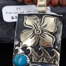 .925 Sterling Silver and 12kt Gold Filled Handmade FLOWER Navajo Turquoise Native American Necklace 390744522117