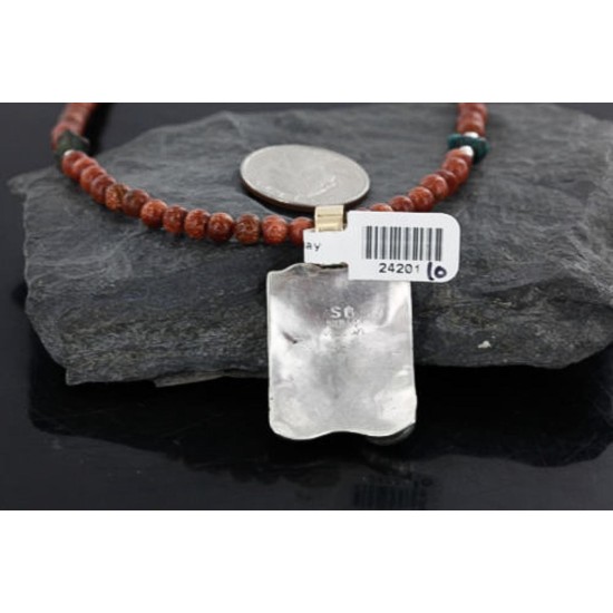.925 Sterling Silver and 12kt Gold Filled Handmade FLOWER Certified Authentic Navajo Turquoise Native American Necklace 390744522117