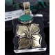 .925 Sterling Silver and 12kt Gold Filled Handmade FLOWER Certified Authentic Navajo Turquoise Native American Necklace 390745000055