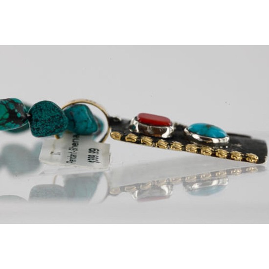 .925 Sterling Silver and 12kt Gold Filled Handmade FLOWER Certified Authentic Navajo Turquoise Native American Necklace 390751622266 .925 Sterling Silver and 12kt Gold Filled Handmade FLOWER Certified Authentic Navajo Turquoise Native American Necklace 390751622266