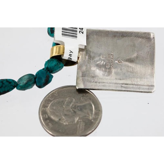 .925 Sterling Silver and 12kt Gold Filled Handmade FLOWER Certified Authentic Navajo Turquoise Native American Necklace 390751622266 .925 Sterling Silver and 12kt Gold Filled Handmade FLOWER Certified Authentic Navajo Turquoise Native American Necklace 390751622266