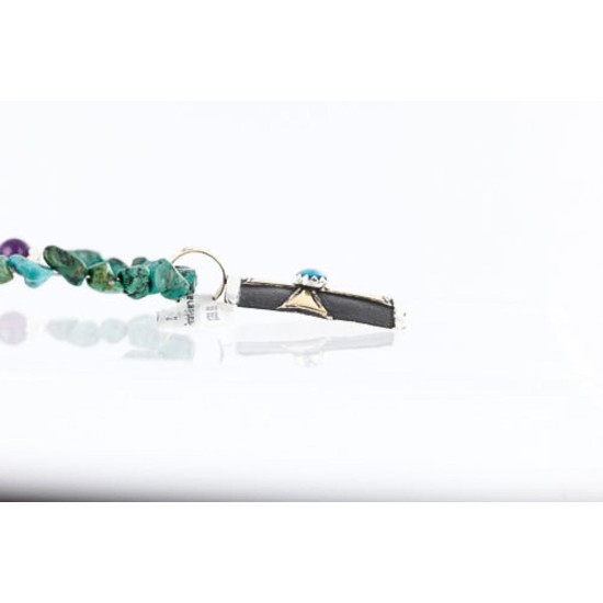 .925 Sterling Silver and 12kt Gold Filled Handmade FLOWER Certified Authentic Navajo Turquoise Native American Necklace 390775861880