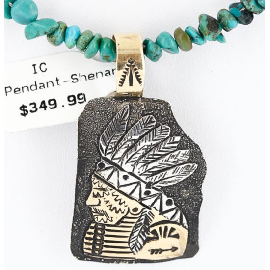 .925 Sterling Silver and 12kt Gold Filled Handmade INDIAN Certified Authentic Navajo Turquoise Native American Necklace 390824811801