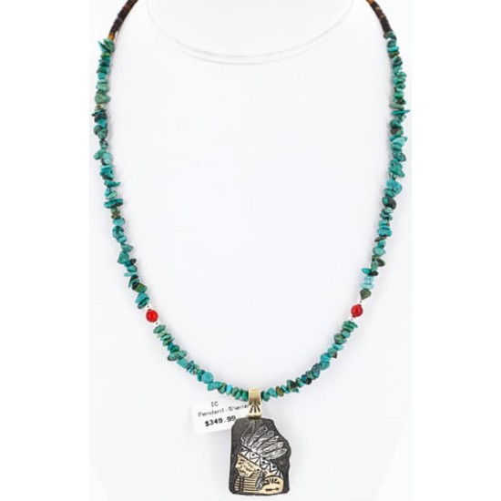 .925 Sterling Silver and 12kt Gold Filled Handmade INDIAN Certified Authentic Navajo Turquoise Native American Necklace 390824811801