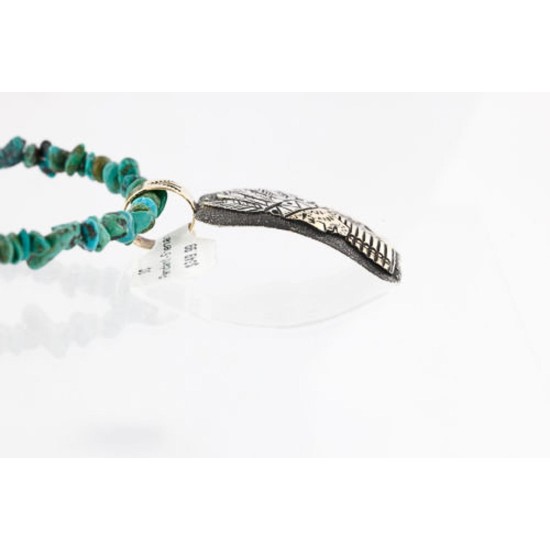 .925 Sterling Silver and 12kt Gold Filled Handmade INDIAN Certified Authentic Navajo Turquoise Native American Necklace 390824811801