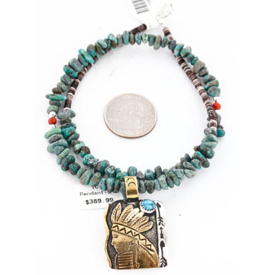 .925 Sterling Silver and 12kt Gold Filled Handmade INDIAN Certified Authentic Navajo Turquoise Native American Necklace 390840253671