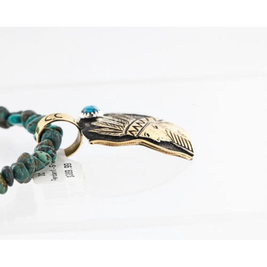 .925 Sterling Silver and 12kt Gold Filled Handmade INDIAN Certified Authentic Navajo Turquoise Native American Necklace 390840253671