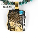 .925 Sterling Silver and 12kt Gold Filled Handmade INDIAN Certified Authentic Navajo Turquoise Native American Necklace 390840253671