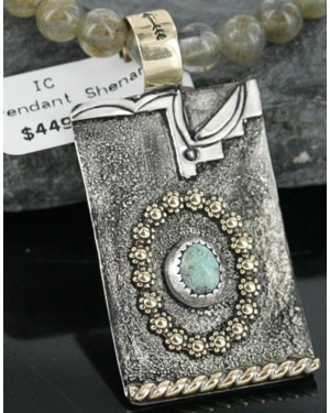 .925 Sterling Silver and 12kt Gold Filled Handmade LIFE Certified Authentic Navajo Turquoise Native American Necklace 370962617483
