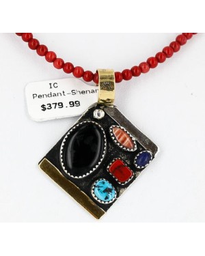 .925 Sterling Silver and 12kt Gold Filled Handmade MultiColor Stones Certified Authentic Navajo Turquoise Native American Necklace 390837280998