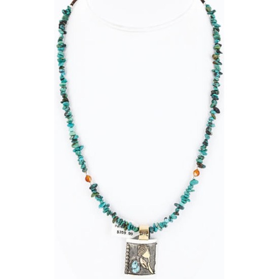 .925 Sterling Silver and 12kt Gold Filled Handmade Rose Certified Authentic Navajo Turquoise Native American Necklace 371034774078