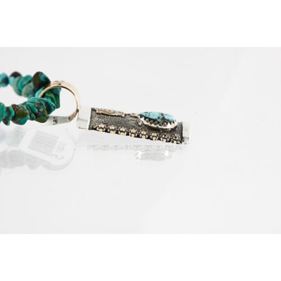 .925 Sterling Silver and 12kt Gold Filled Handmade Rose Certified Authentic Navajo Turquoise Native American Necklace 371034774078