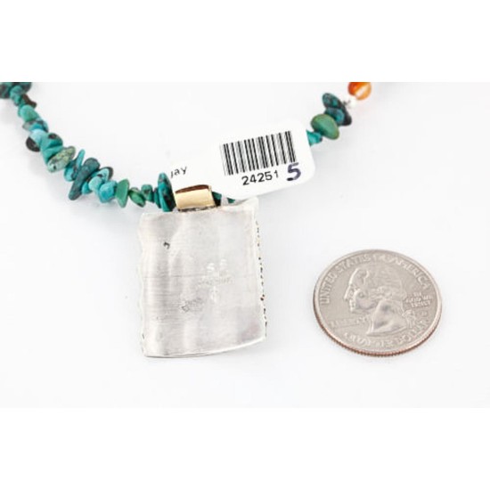 .925 Sterling Silver and 12kt Gold Filled Handmade Rose Certified Authentic Navajo Turquoise Native American Necklace 371034774078