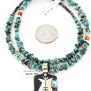 .925 Sterling Silver and 12kt Gold Filled Handmade TEEPEE Certified Authentic Navajo Turquoise Native American Necklace 390823878558
