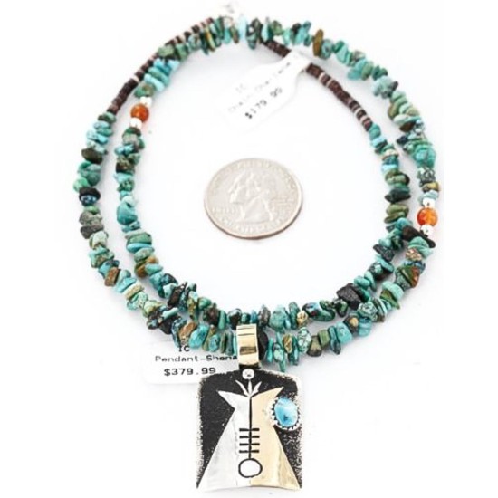 .925 Sterling Silver and 12kt Gold Filled Handmade TEEPEE Certified Authentic Navajo Turquoise Native American Necklace 390823878558