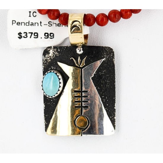 .925 Sterling Silver and 12kt Gold Filled Handmade Teepee Certified Authentic Navajo Turquoise Native American Necklace 390839560850