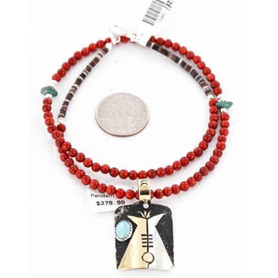 .925 Sterling Silver and 12kt Gold Filled Handmade Teepee Certified Authentic Navajo Turquoise Native American Necklace 390839560850