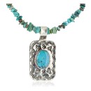 .925 Sterling Silver and Nickel Certified Authentic Handmade Navajo Natural Turquoise Coral Native American Necklace 12810-2-1601