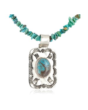 .925 Sterling Silver and Nickel Certified Authentic Navajo Handmade Natural Turquoise Coral Native American Necklace 12810-5-1601