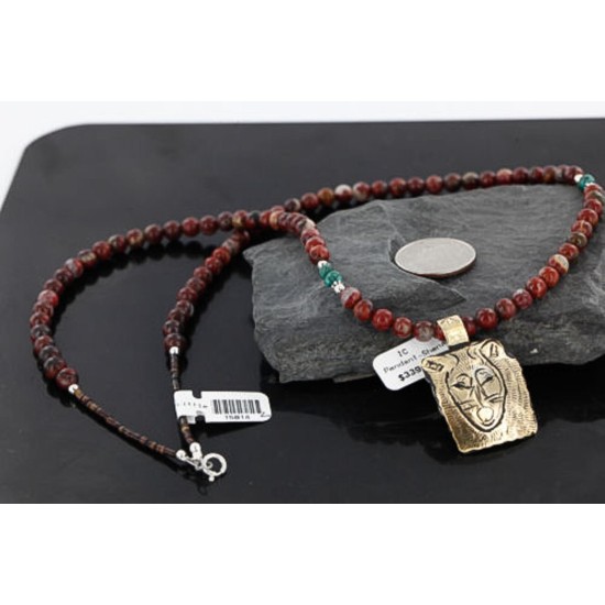 .925 Sterling Silver and12kt Gold Filled Handmade Bear Certified Authentic Navajo Native American Necklace 390744898996
