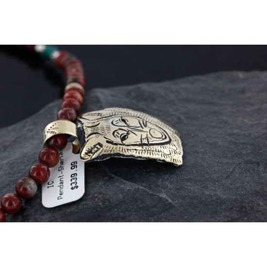 .925 Sterling Silver and12kt Gold Filled Handmade Bear Certified Authentic Navajo Native American Necklace 390744898996