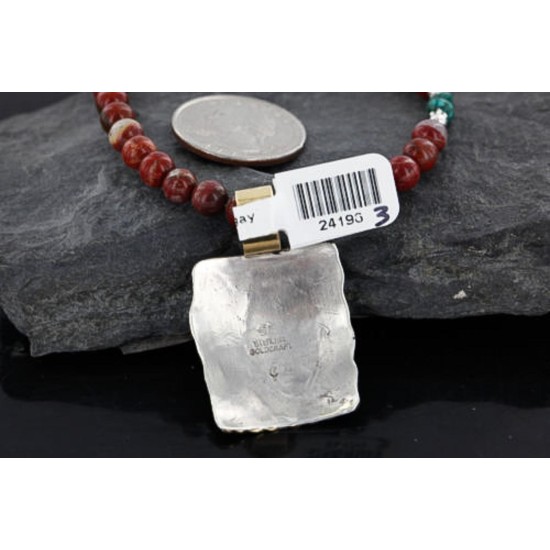 .925 Sterling Silver and12kt Gold Filled Handmade Bear Certified Authentic Navajo Native American Necklace 390744898996