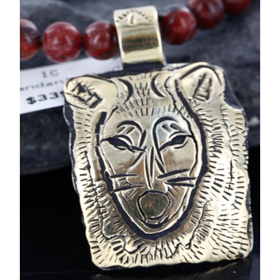 .925 Sterling Silver and12kt Gold Filled Handmade Bear Certified Authentic Navajo Native American Necklace 390744898996