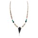 .925 Sterling Silver Arrow Certified Authentic Navajo Natural Turquoise Black Onyx Graduated Melon Shell Native American Necklace 750237-4