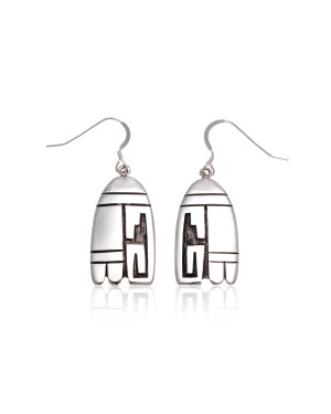 .925 Sterling Silver Certified Authentic Handmade Hopi Native American Earrings 13239