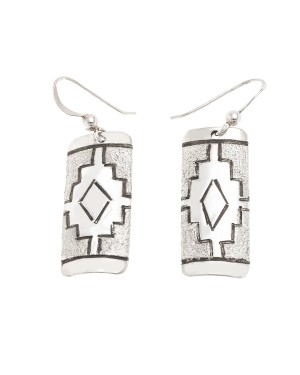 .925 Sterling Silver Certified Authentic Handmade Navajo Native American Earrings 18312